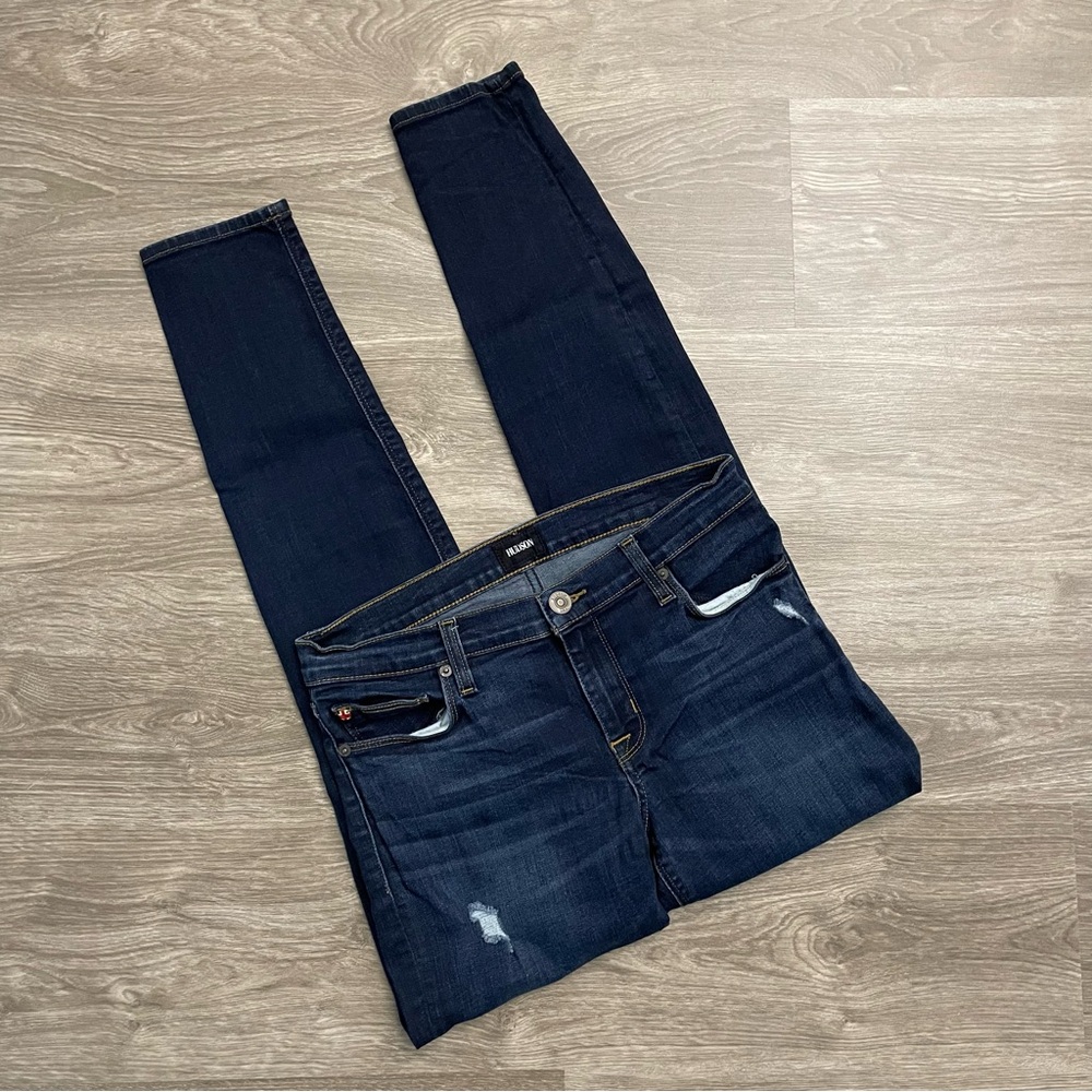 Hudson Dark Rinse Krista Super Skinny Distressed Jeans Size 28